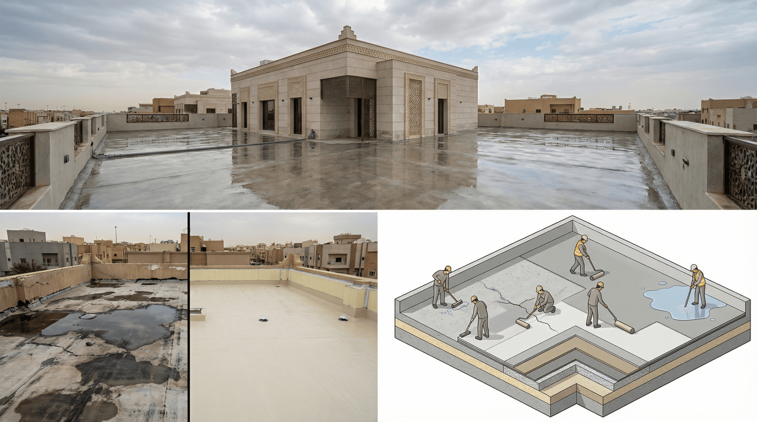 شركة عزل اسطح وخزانات بالرياض | صخرة الوادي للعزل المائي والحراري